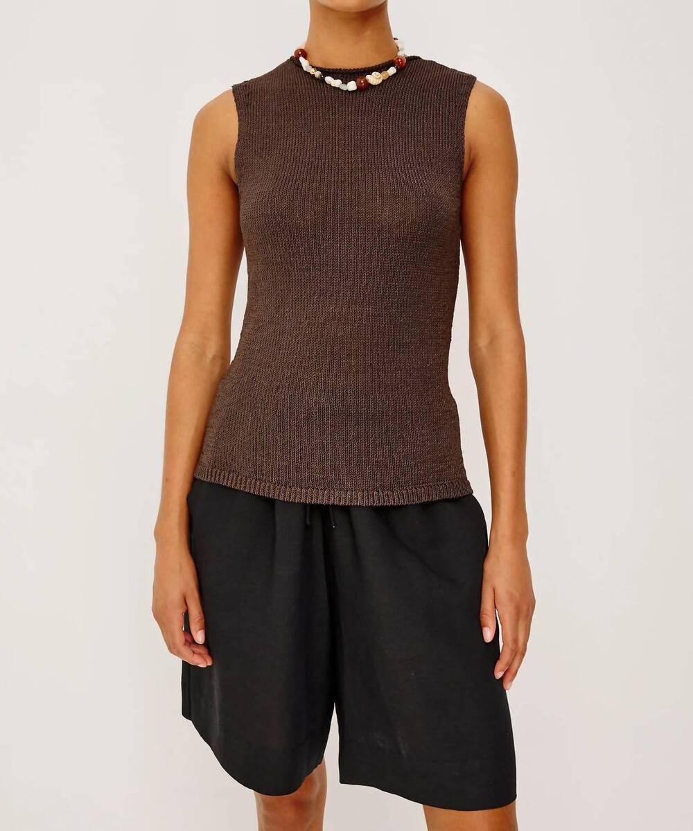 NEW RAILS merit open-weave sweater top in espresso